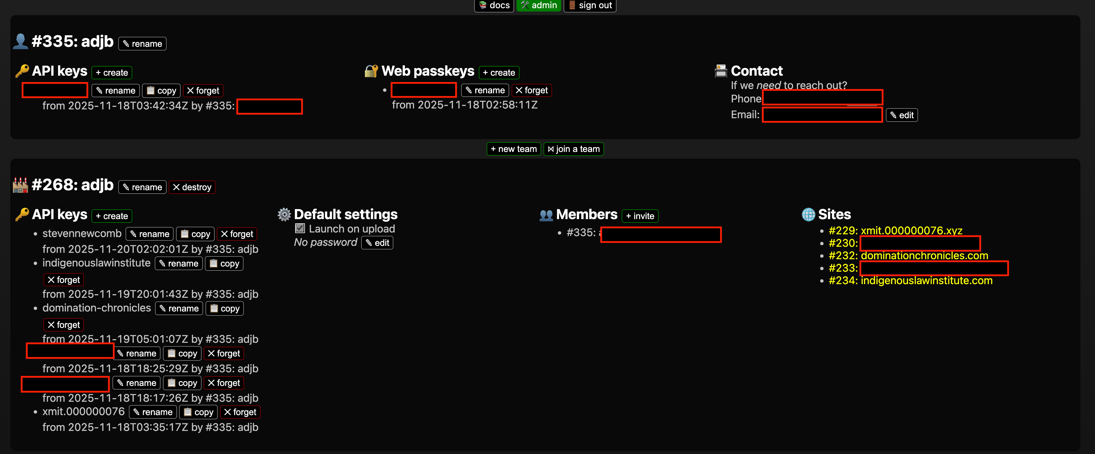 xmit admin screenshot