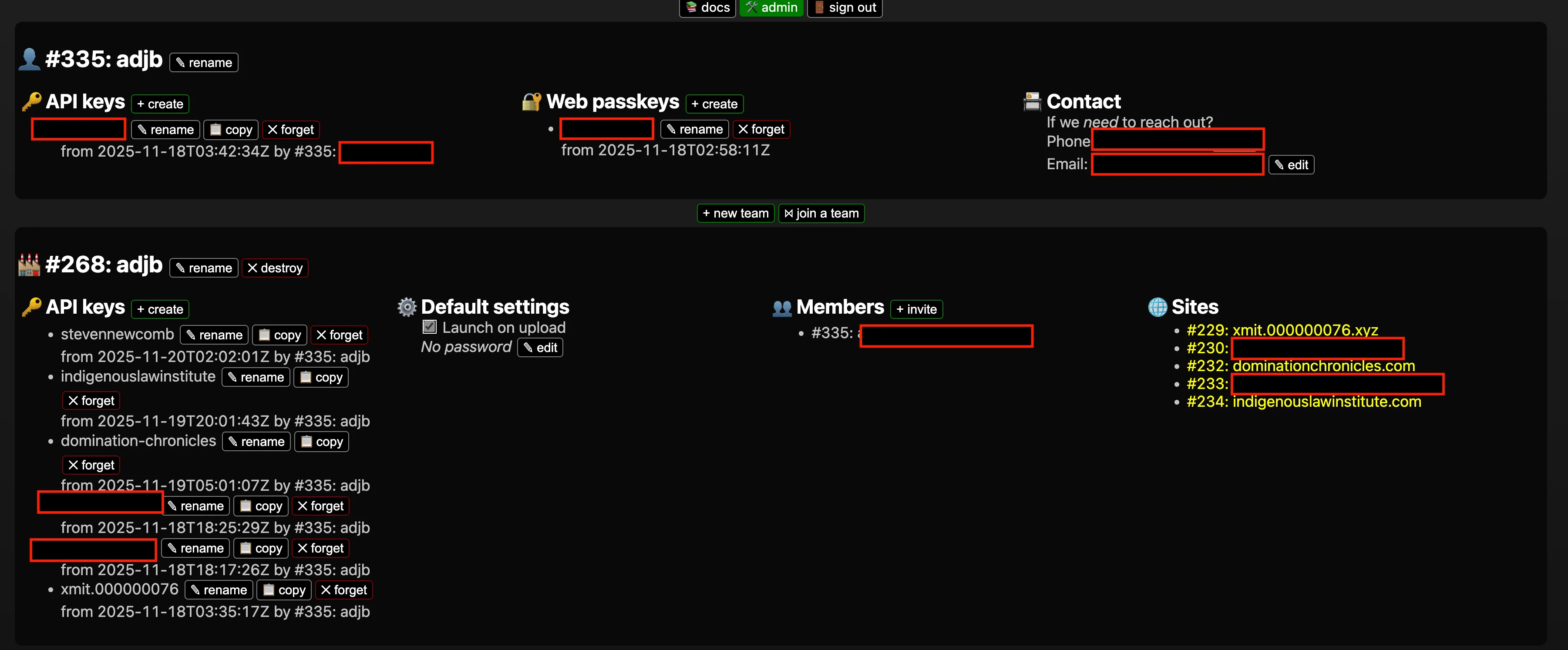 xmit admin screenshot